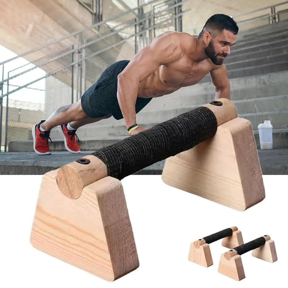 Дървени Push Up Bar Parallettes за домашни тренировки, Solid Wood, Durable
