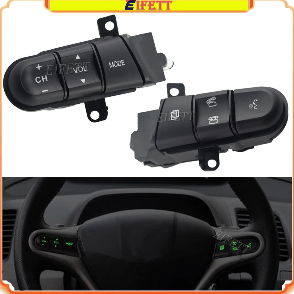 Interrupteur de bouton de volant avec rétroéclairage vert pour Honda Fit Civic