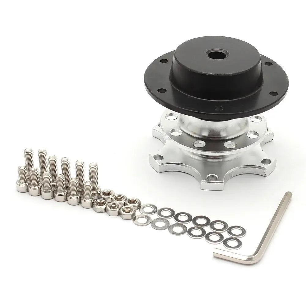 Universal Steering Wheel Quick Release Hub Adapter Snap Off Boss Kit with 6 Hole Steering Wheel Hub for Race/Rally/Motorsport by InterCyprus Trading Ltd