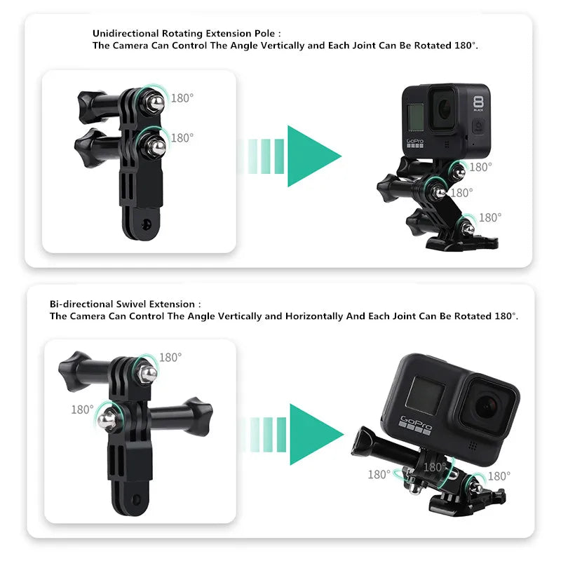 Adjustable Arm for GoPro &amp; Action Cameras - Straight Joints Mount