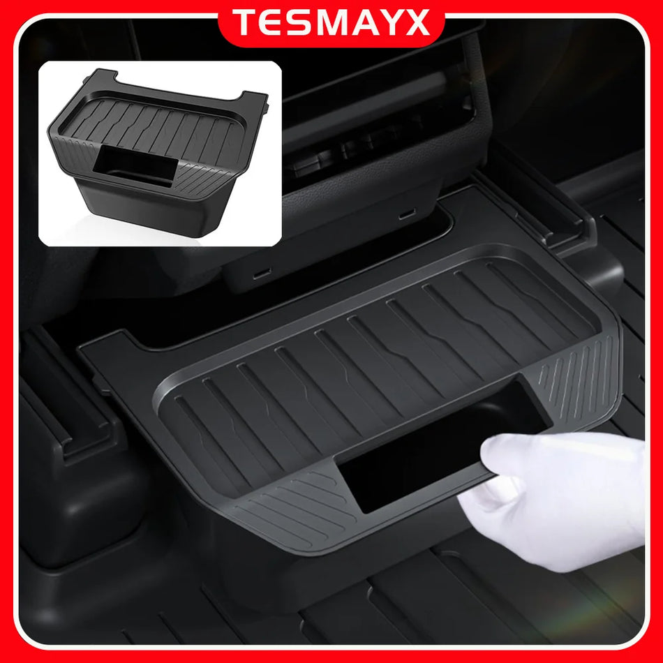 TPE Center Console Organizer Tray With Cover For Tesla Model Y Juniper