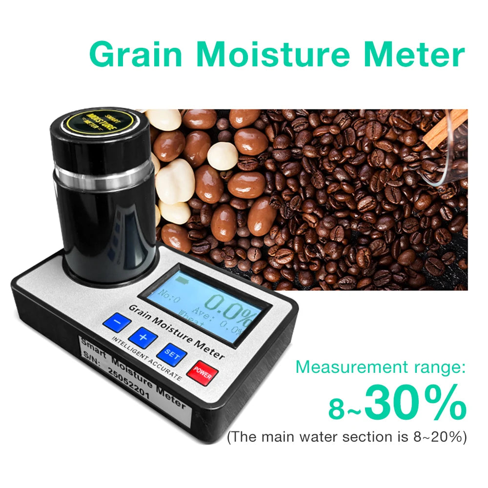 Coffee Bean Grain Moisture Meter &ndash; Digital Backlit Display