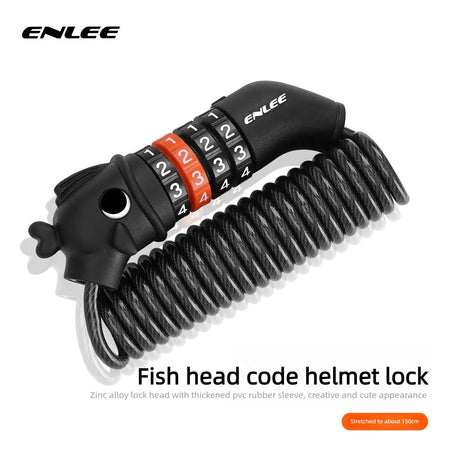 ENLEE New 150cm Stretchable Coiled Steel Wire Lock 4 Digit Password Anti Rust Helmet Lock For Bike Motorcycle Scooter Helmets by InterCyprus Trading Ltd