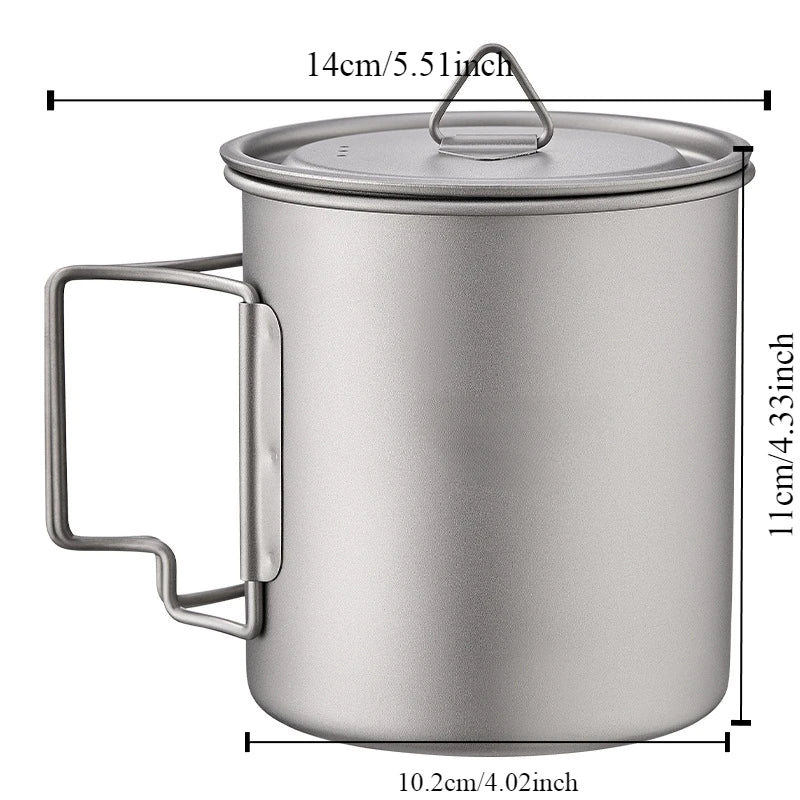 Outdoor Titanium Camping Cup - Foldable Handle Portable
