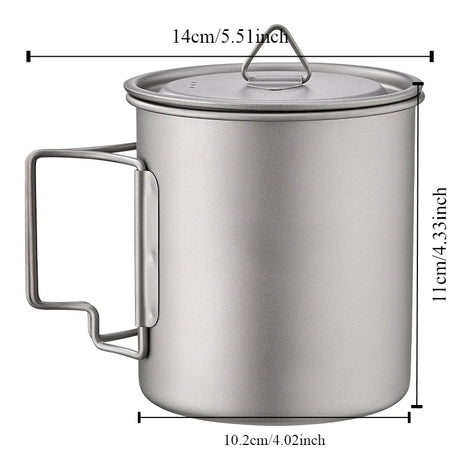 Outdoor Titanium Camping Cup - Foldable Handle Portable