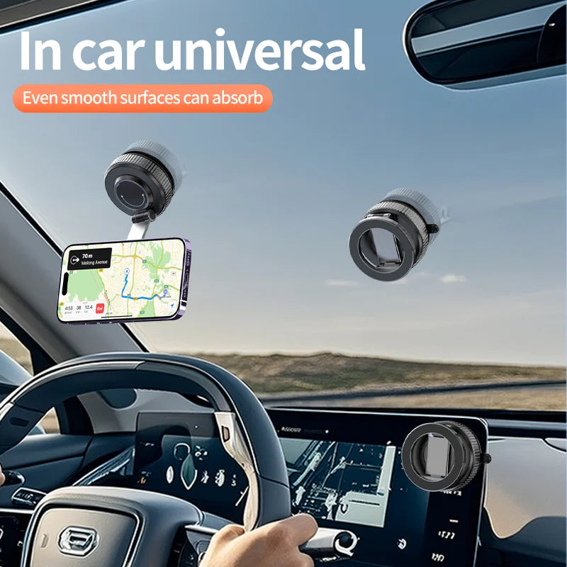 CrownQu 2025 Electric Vacuum Adsorption Car Phone Holder &ndash; 360 Degree Rotation with Strong Magnetic Stand