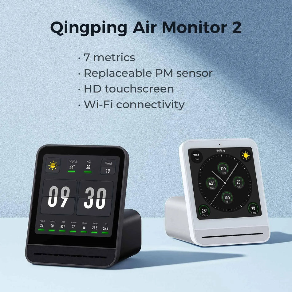 Inteligentný domáci vzduchový detektor 2 s teplotou, vlhkosťou, CO2 a PM2.5 monitorom