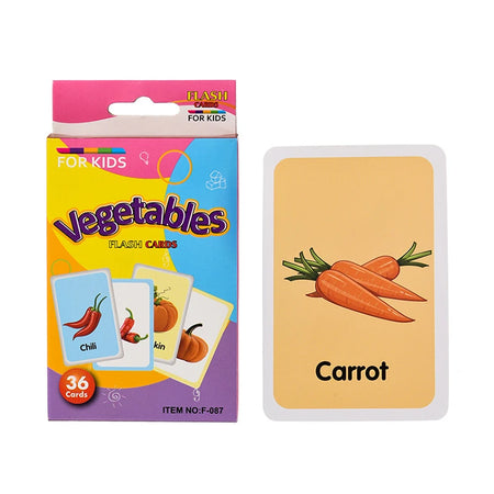 English Flashcards for Toddlers - 36 Educational Cards for Animal, Fruit, Shape, and Color Recognition Vegetables