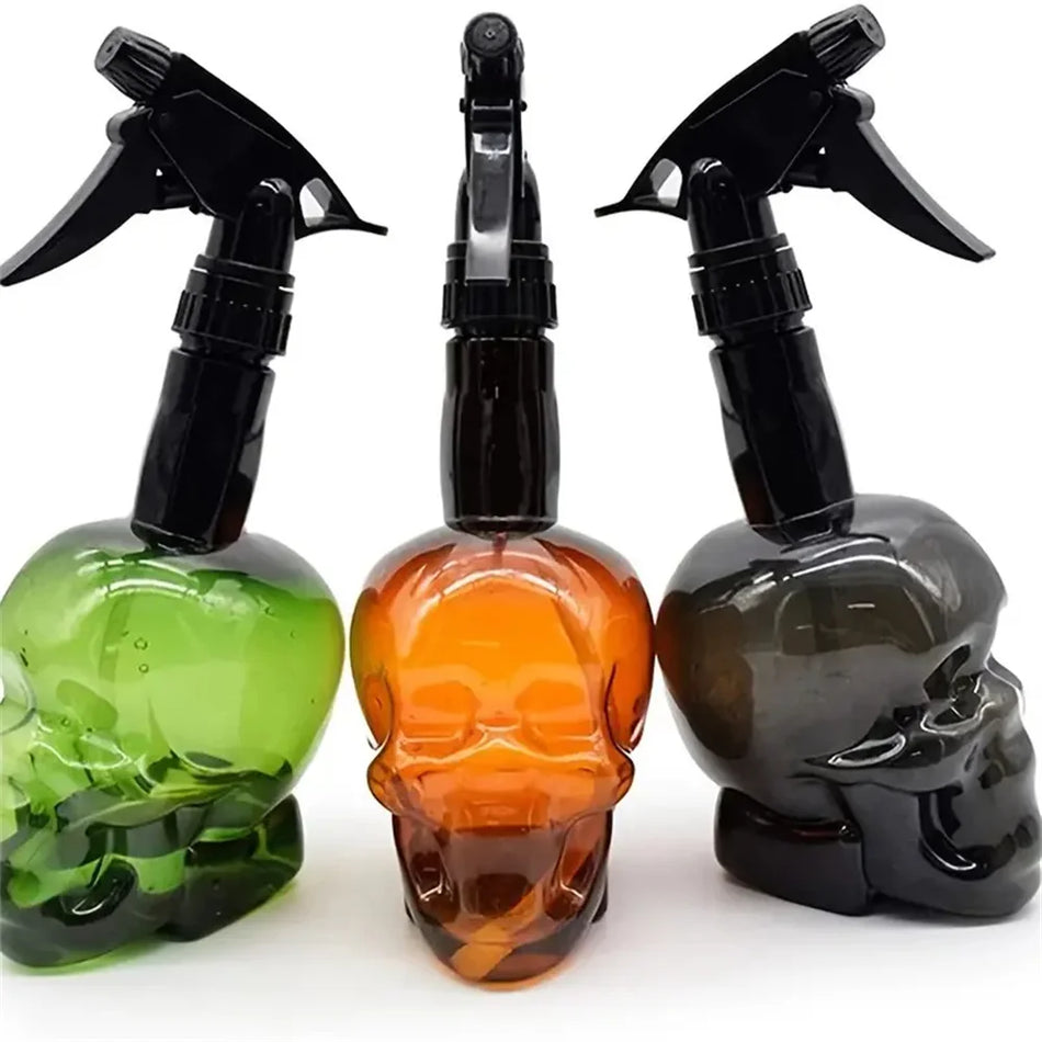 Garrafa de Spray de Plástico Skull 500ml com Bico de Pressão para Tatuagem