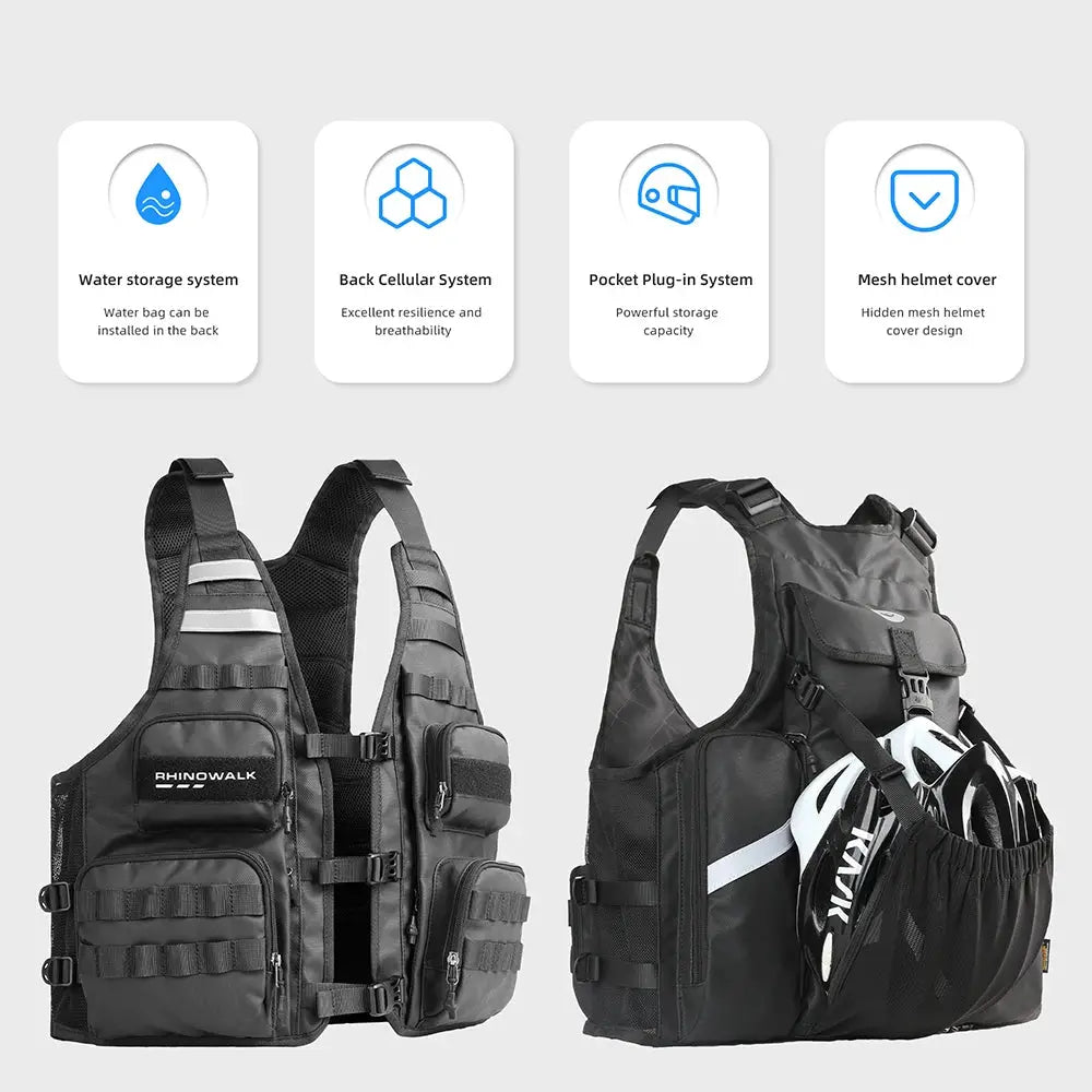 Rhinowalk Motorcycle Vest Adjustable Size Motor Breathable Motocross Vest Motorbike Jacket Backpack Support Water Bag And Helmet by InterCyprus Trading Ltd