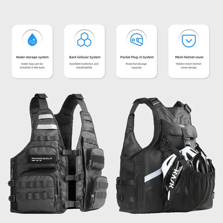 Rhinowalk Motorcycle Vest Adjustable Size Motor Breathable Motocross Vest Motorbike Jacket Backpack Support Water Bag And Helmet by InterCyprus Trading Ltd