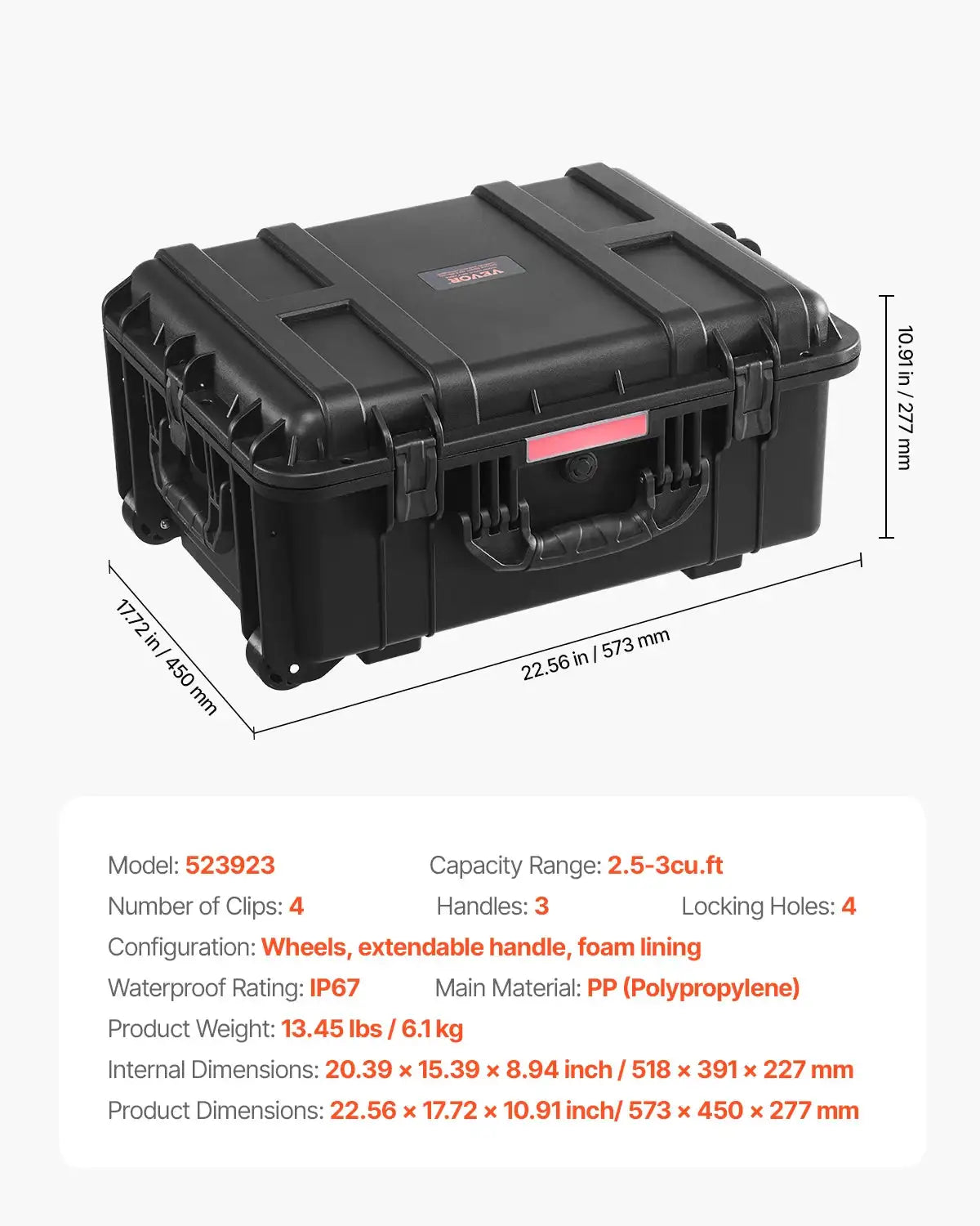 IP67 Weatherproof Hard Case &ndash; Rugged Protection 2.5-3 cu.ft 3Handles / GERMANY