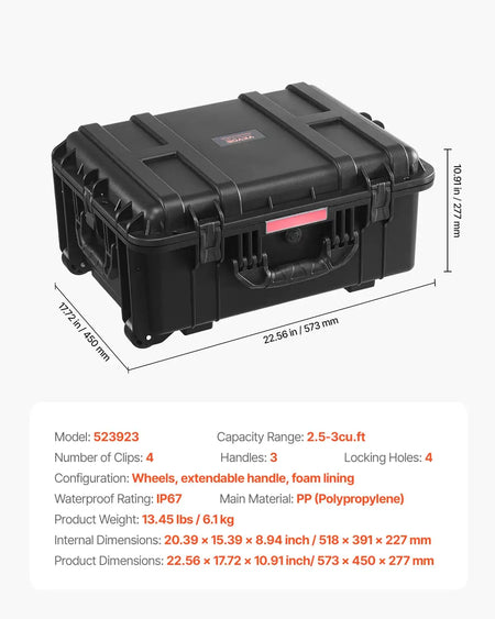 IP67 Weatherproof Hard Case &ndash; Rugged Protection 2.5-3 cu.ft 3Handles / GERMANY