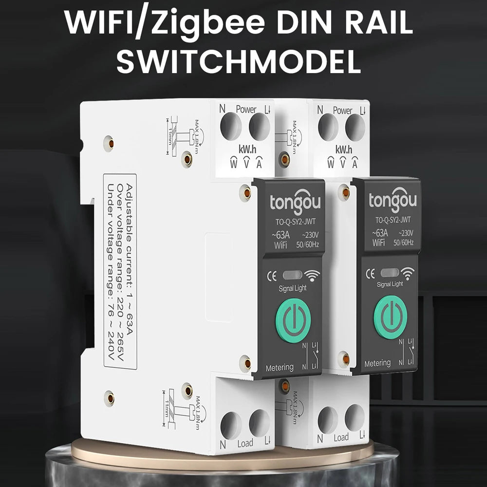 Tuya Wifi Smart Stroomonderbreker Schakelaar Met Metering 63A1P Din Rail Afstandsbediening Smart Home Smart Leven App Timer Module Efficiënt energie bewaken (Size : Black with metering, Color : 40A Tuya Wifi Smart Stroomonderbreker Schakelaar Met Metering 63A1P Din Rail Afstandsbediening Smart Home Smart Leven App Timer Module Efficiënt energie bewaken (Size : Black with metering, Color : 40A