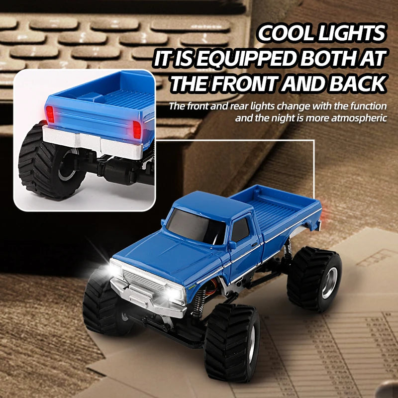 1/36 Scale RC Crawler Car 4WD Mini Remote Vehicle - LED