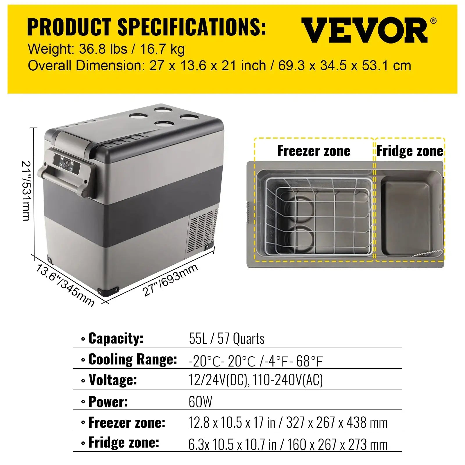 Car Refrigerator 20L 55L Freezer DC 110 240V 55L / spain