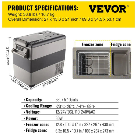 Car Refrigerator 20L 55L Freezer DC 110 240V 55L / spain