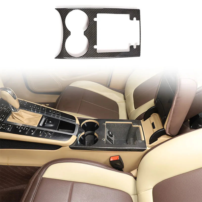 Panel de almacenamiento de fibra de carbono real para Porsche Macan 2014-2022