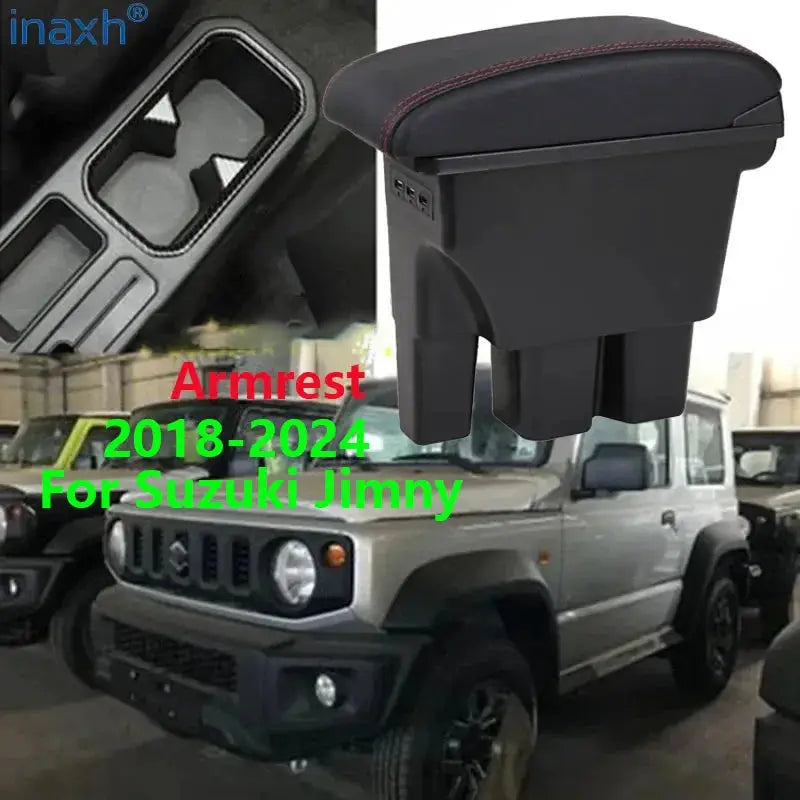 Center Console Armrest Storage Box for Suzuki Jimny JB74 PU Leather ABS Plastic by InterCyprus Trading Ltd