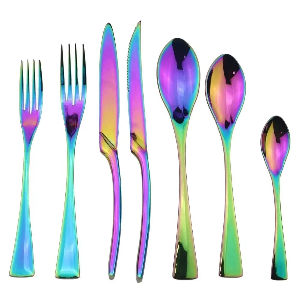 Rainbow Dinnerware Set &ndash; Colorful Mirror Finish Stainless Steel Cutlery