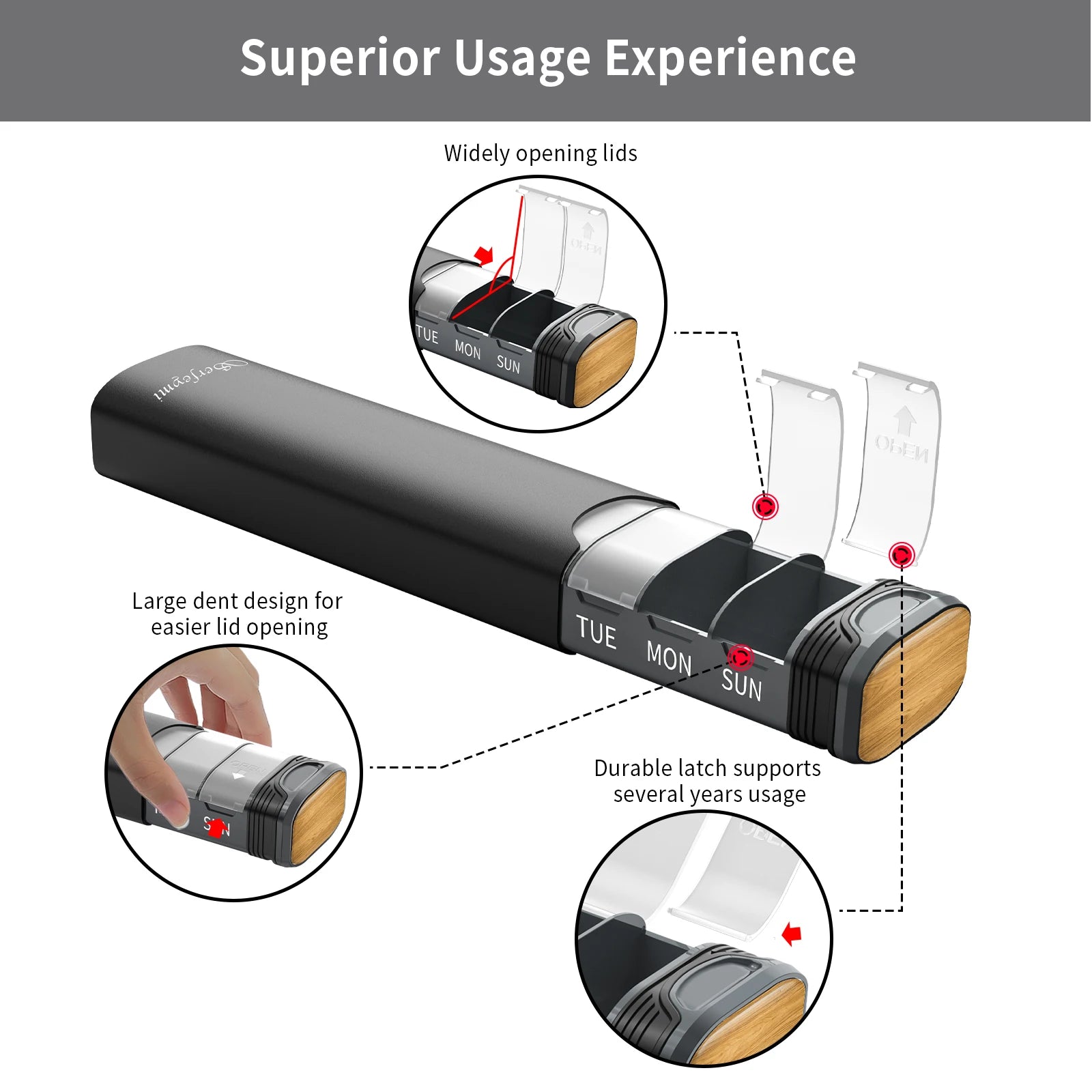 Serfeymi Metal Weekly Pill Organizer &ndash; 7-Day Travel Convenience