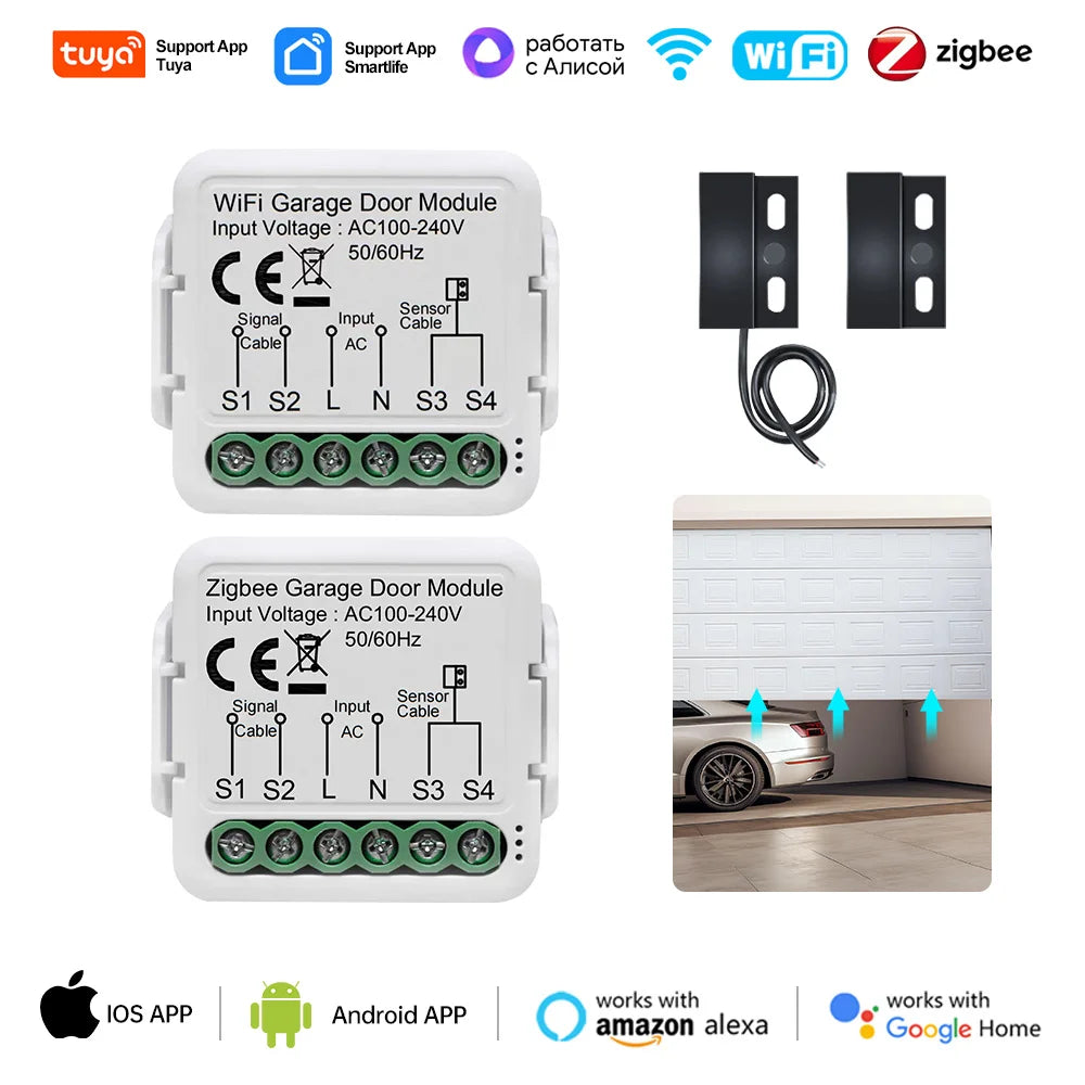 Tuya Zigbee/WiFi Smart Garage Door Opener - Voice Control, Alexa Compatible