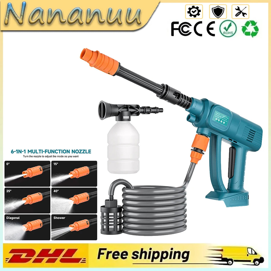 Juhtmeta Kõrgsurve Auto Pesu Relv Pika Toruga, ABS Vask, Makita 18V