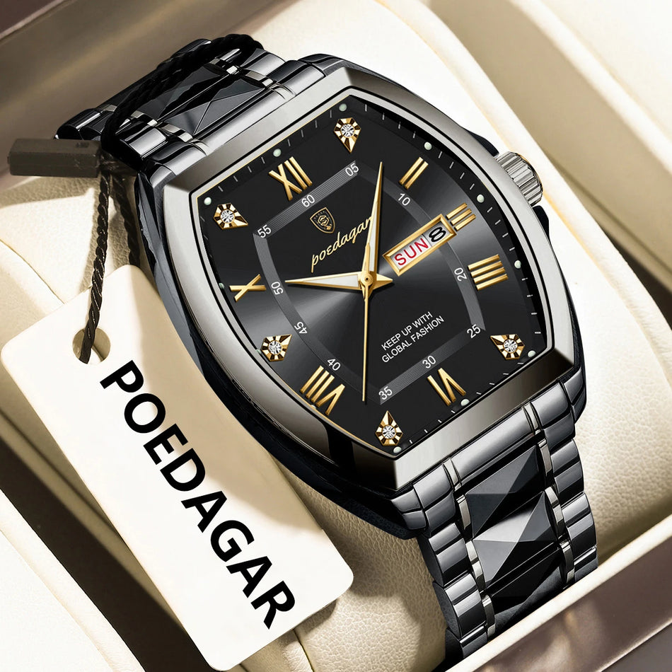 Poedagar Luxury Tonneau Men Wristwatch &ndash; Luminous Dial