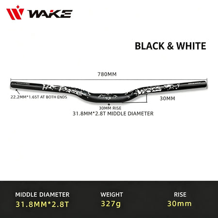 WAKE 30mm Riser Mountain Bike Handlebar 31.8mm*720/780mm Bicycle Handlebar Aluminum Alloy Bicycle Riser Bar Cycling Handle Bar by InterCyprus Trading Ltd