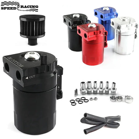 Universal Baffled Aluminum Oil Catch Can Reservoir Tank Oil Tank With Breather Filter OCC-1020A by InterCyprus Trading Ltd