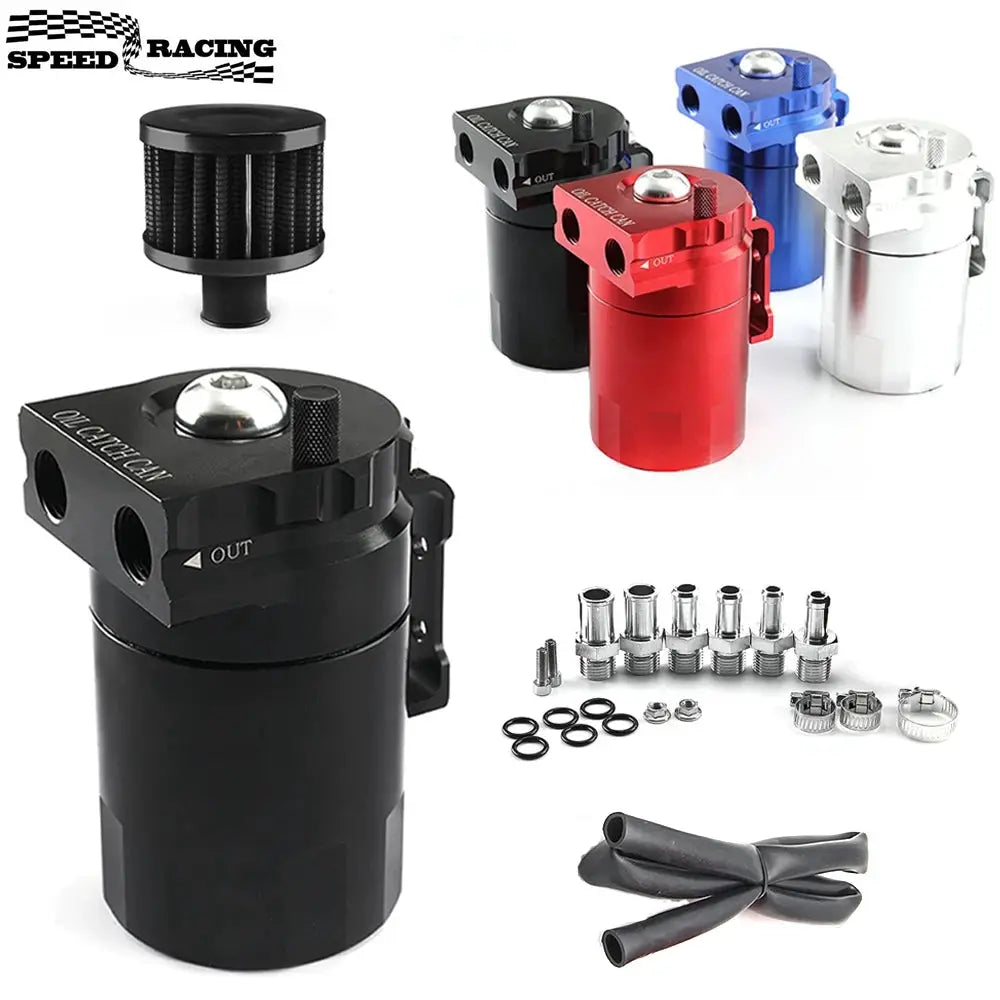 Universal Baffled Aluminum Oil Catch Can Reservoir Tank Oil Tank With Breather Filter OCC-1020A by InterCyprus Trading Ltd