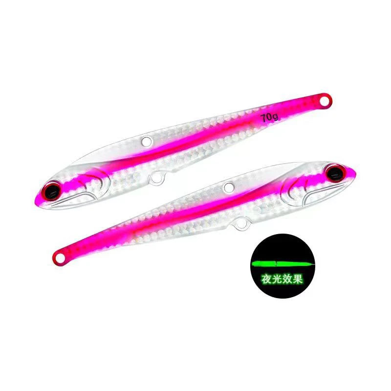 AS VIB Fishing Lure Bait 70g Metal Jig for Sea Fishing - High Performance Spinner for Tuna &amp; Grouper silver / 70g-1pcs