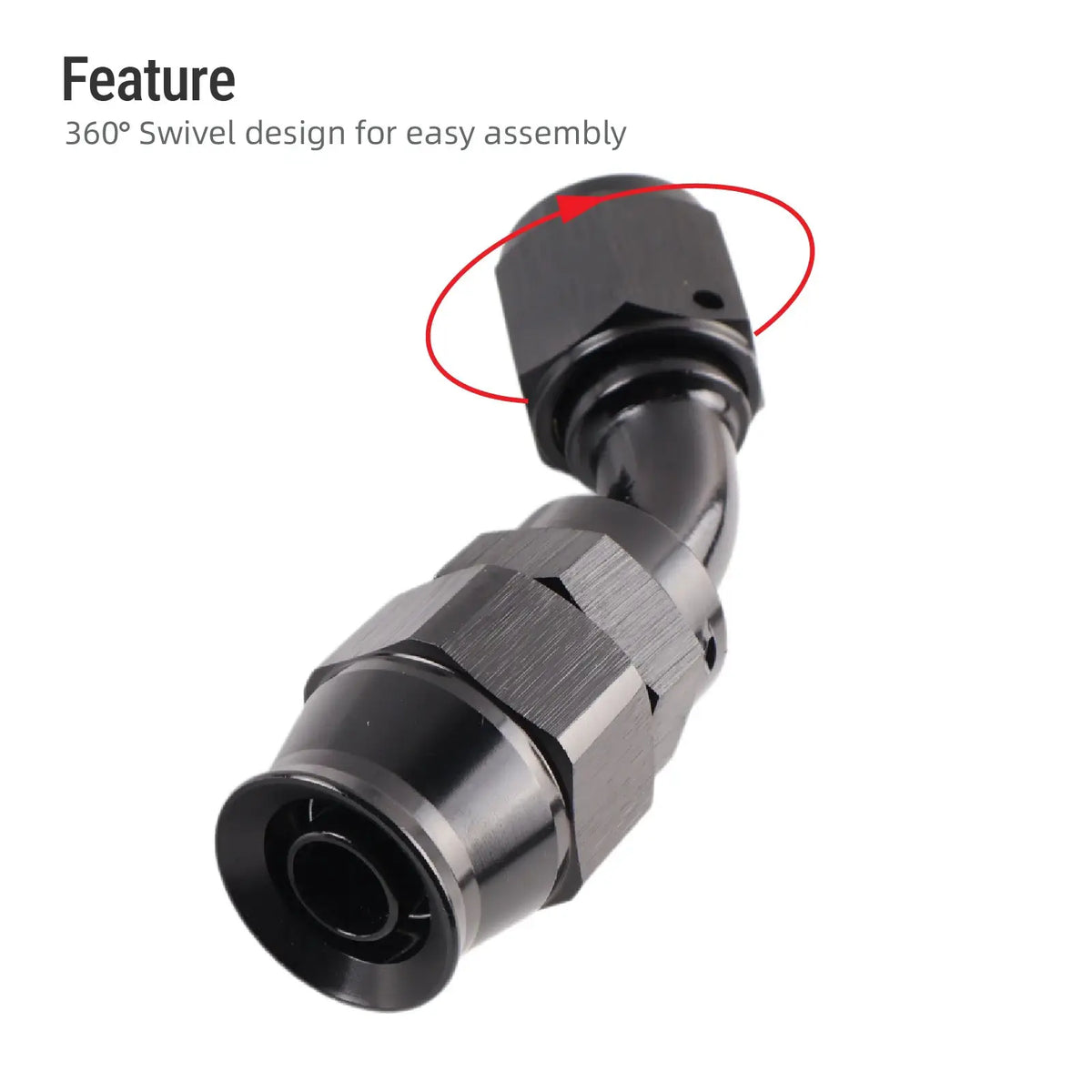 PIKBUK AN4/6/8/10 PTFE Oil Fuel Line Swivel Fitting 0-180 Degree Hose End Adaptor Assembly Kit Black by InterCyprus Trading Ltd
