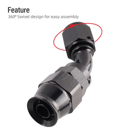 PIKBUK AN4/6/8/10 PTFE Oil Fuel Line Swivel Fitting 0-180 Degree Hose End Adaptor Assembly Kit Black by InterCyprus Trading Ltd