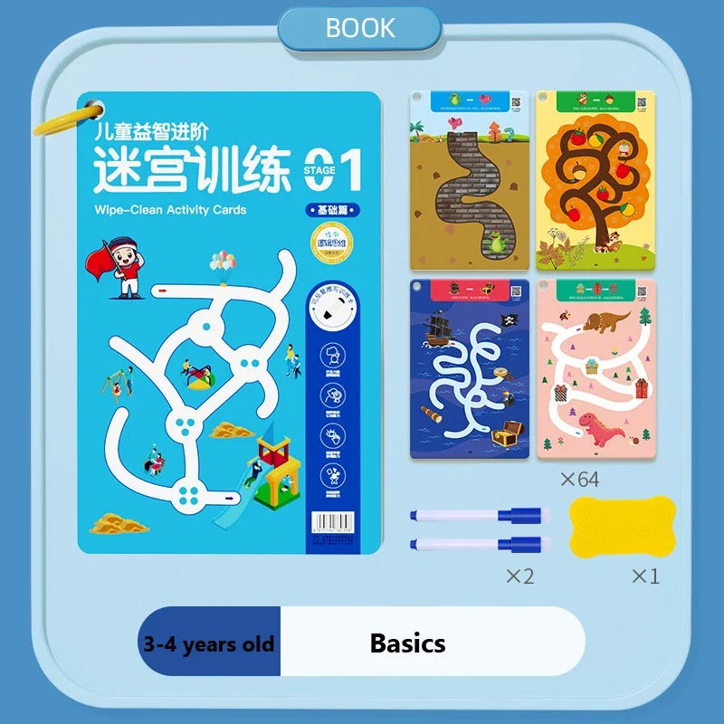 Reusable Montessori Practice Maze Book for Kids: Concentration &amp; Pen Control Training Basic