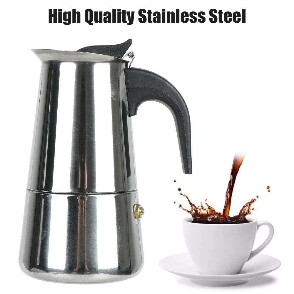 Stainless Steel Moka Coffee Maker &ndash; 2 to 9 Cup Espresso Pot