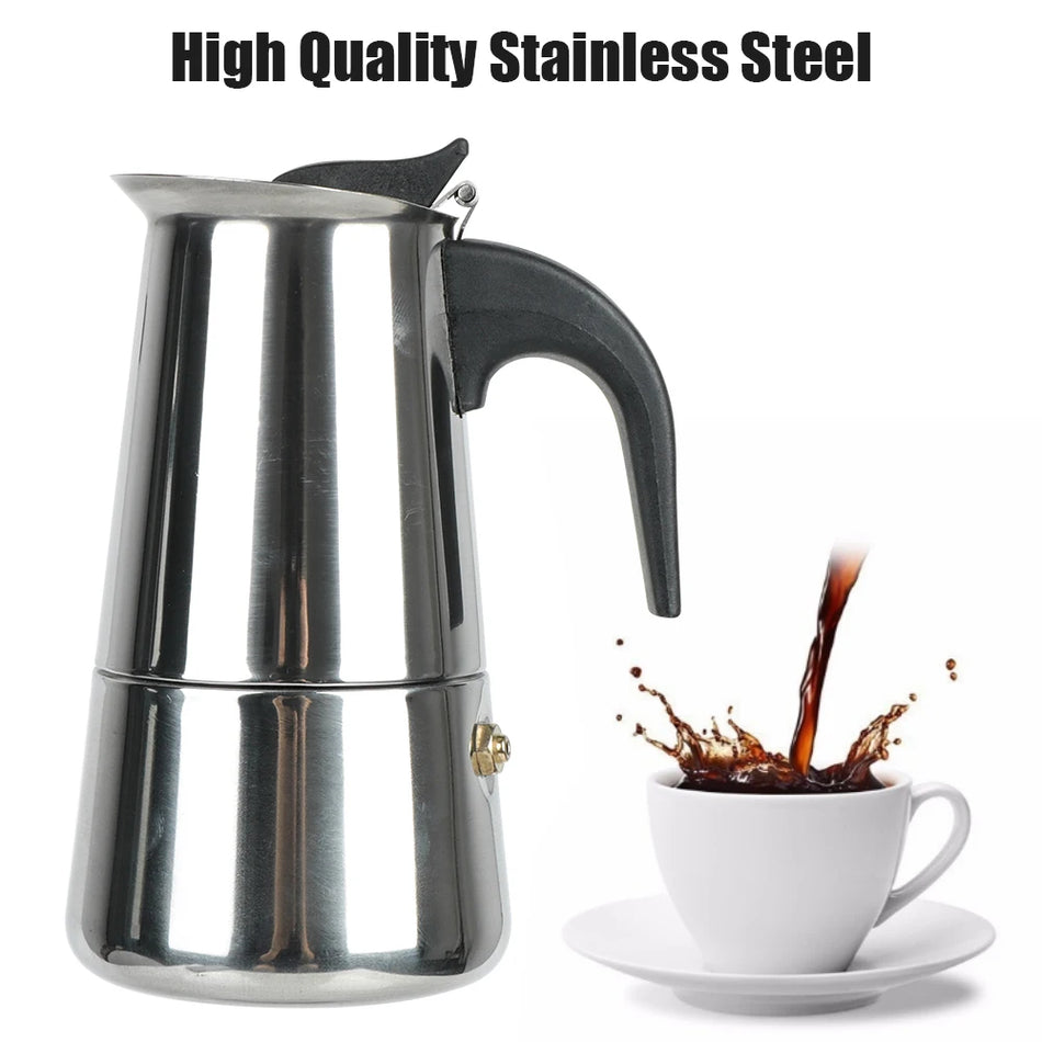 Stainless Steel Moka Coffee Maker &ndash; 2 to 9 Cup Espresso Pot