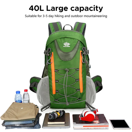 Hiking Travel Backpack 40L &ndash; Water-Repellent Nylon Exterior