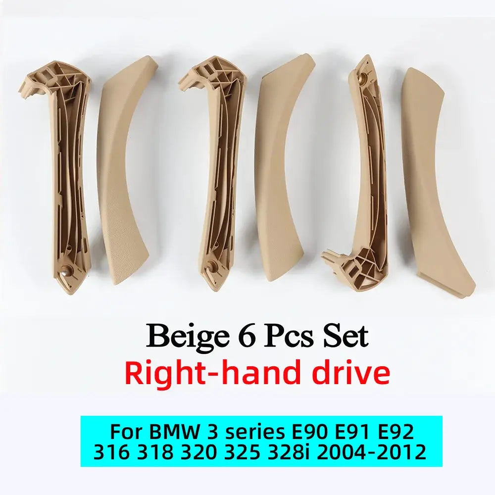 6 Pcs Set Interior Door Handles with Cover Trim Gray Beige Black for BMW 3 Series E90 E91 E92 316 318 320 325 328i 330 335 by InterCyprus Trading Ltd
