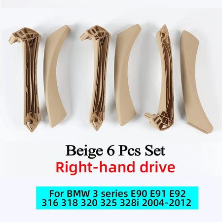 6 Pcs Set Interior Door Handles with Cover Trim Gray Beige Black for BMW 3 Series E90 E91 E92 316 318 320 325 328i 330 335 by InterCyprus Trading Ltd