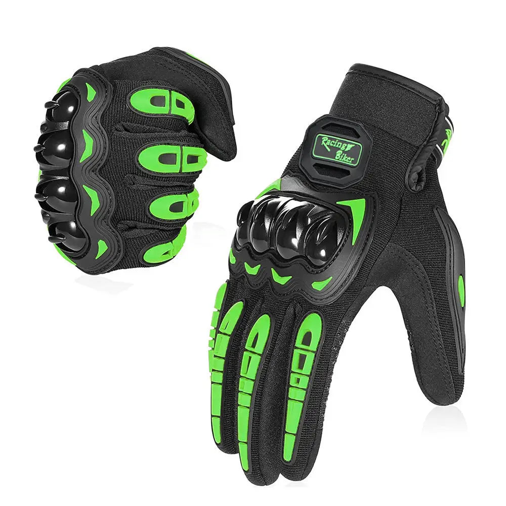 Waterproof Full Finger Motorcycle Gloves with Touchscreen and Joint Protection green / M