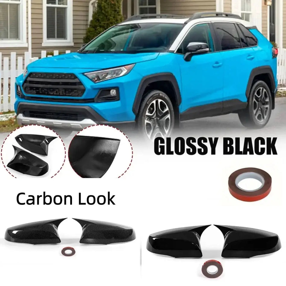 Pair Side Mirror Covers Glossy Black for Toyota RAV4 2019-2023 by InterCyprus Trading Ltd