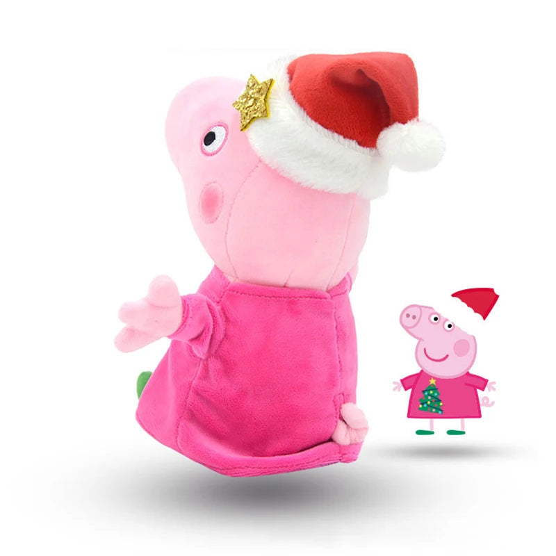 30 CM Peppa Pig Christmas Dress-up Plush Anime Figure Soft Stuffed George Dolls Fill With PP Cotton Kids Toys Christmas Gifts