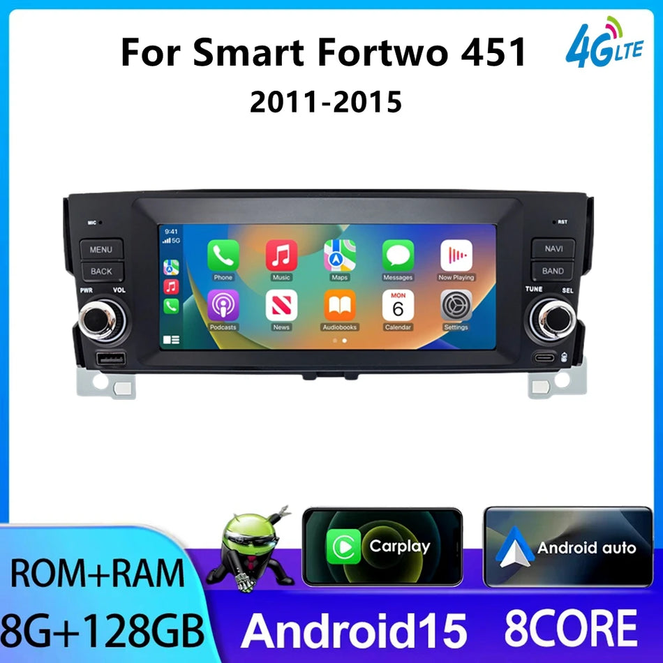 Smartfortwo 451 Bezprzewodowy Carplay Android Auto DSP Rds GPS 2 din