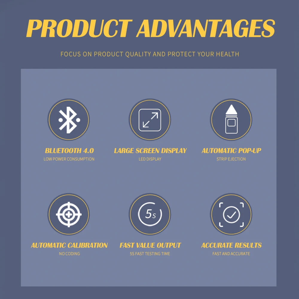 Wireless Bluetooth Blood Glucose Meter &ndash; 6s Quick Readings