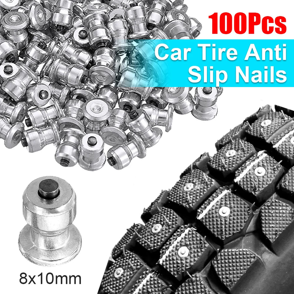 Parafusos de Estudo para Pneus de Inverno em Alumínio 8x10mm, 100/200 Unidades Picos Antiderrapantes para Neve
