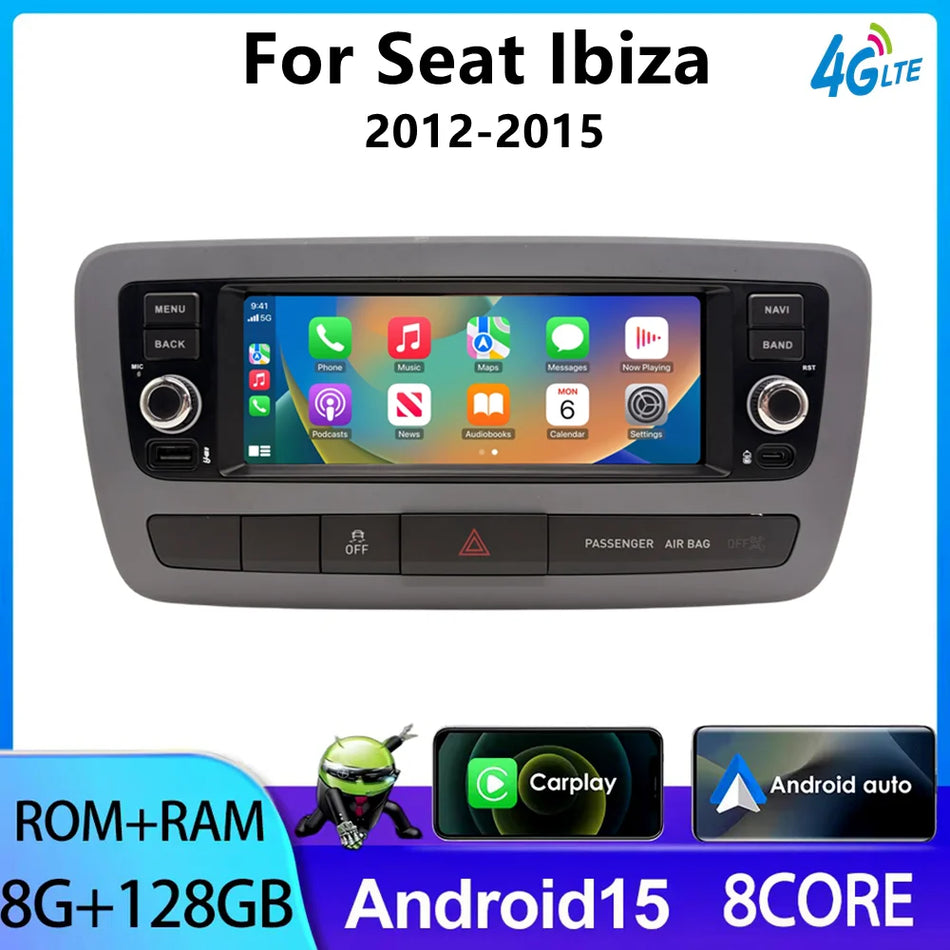 Radio per auto Android 15 da 6,95 pollici per SEAT Ibiza 6J IV con GPS