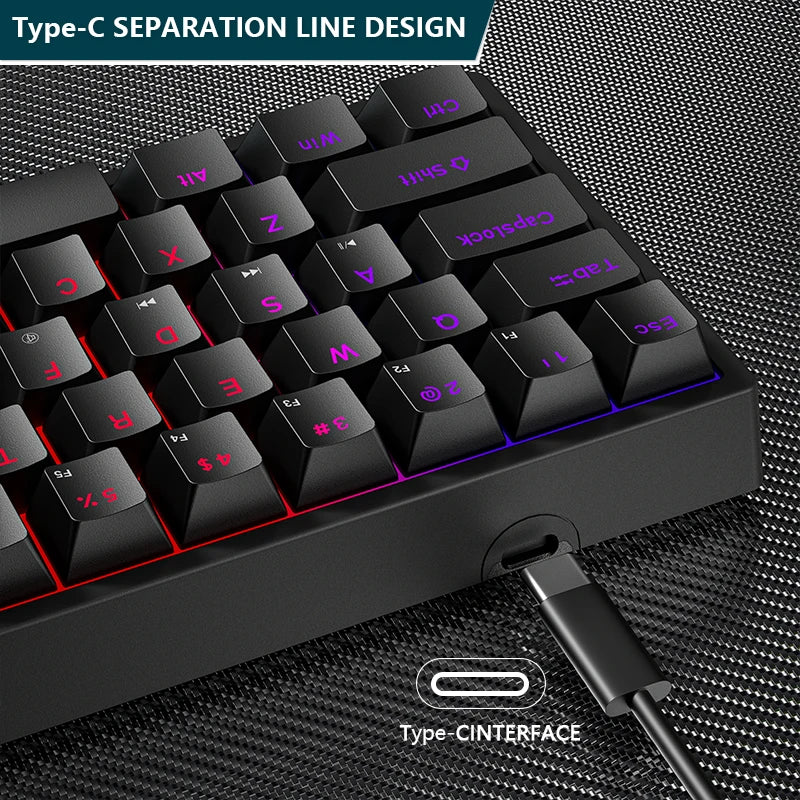 K620 Mini Gaming Keyboard &ndash; 61 Keys RGB Hotswap Type C
