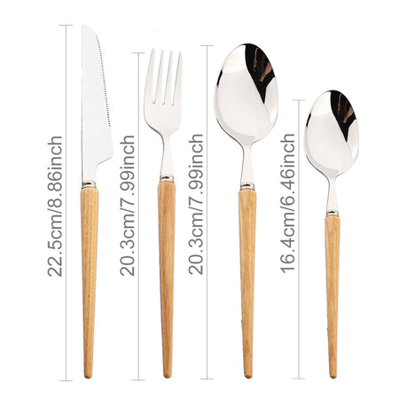 Wooden Handle Stainless Steel Dinnerware Set &ndash; Eco-Friendly Flatware Gift