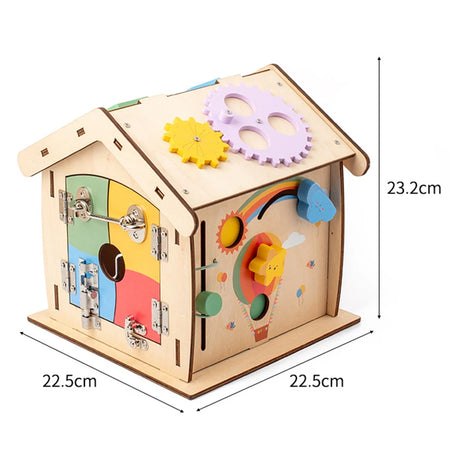 Kids Wooden Montessori House Busy Board &ndash; Object Permanence A